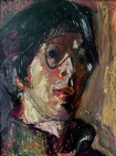 Kouta Sasai, Self Portrait, Oil pastel on Arches paper, 11.8" x 8.8"