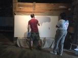 Alex and Adrienne Edmonds, starting the panel painting process